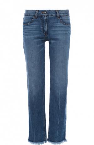 Укороченные джинсы прямого кроя с бахромой Theory. Цвет: синий