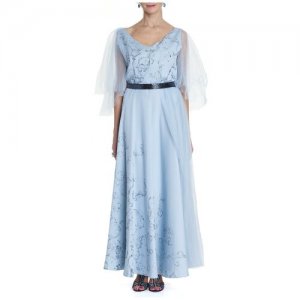 Платье вечернее из голубого жаккарда, 48/50 Iya Yots. Цвет: голубой