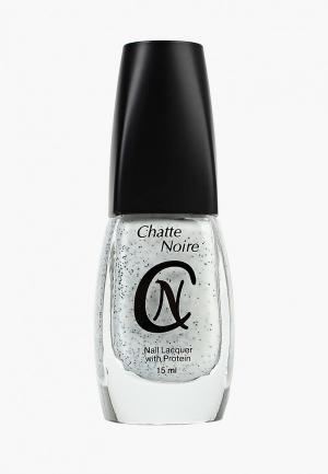 Лак для ногтей Chatte Noire №519 белый с черными блесками, 15 мл. Цвет: прозрачный