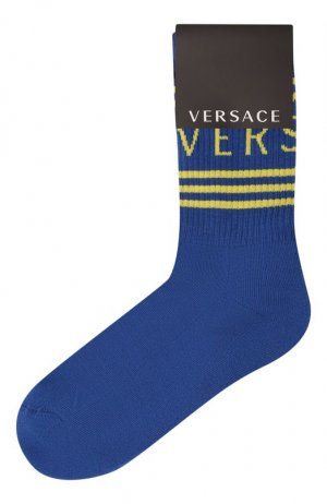 Хлопковые носки Versace. Цвет: синий