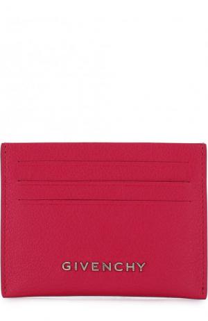 Кожаный футляр для кредитных карт с логотипом бренда Givenchy. Цвет: фуксия