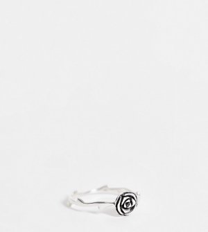 Кольцо из стерлингового серебра в виде розы ASOS DESIGN Curve-Серебристый Curve
