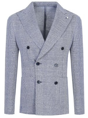 Пиджак из хлопка и льна L.B.M. 1911. Цвет: серый