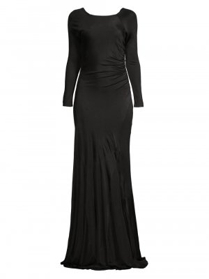 Платье из креп-джерси с длинными рукавами и рюшами, черный Donna Karan New York