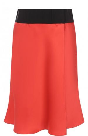 Шелковая мини-юбка с контрастным поясом Giorgio Armani. Цвет: красный