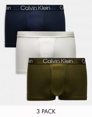 Три пары плавок темно-синего, серого и хаки Calvin Klein