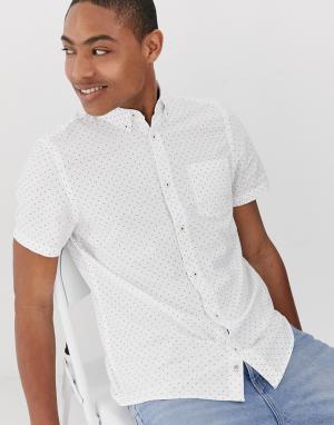 Белая оксфордская рубашка в горошек с короткими рукавами -Белый Burton Menswear