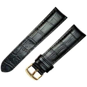 Ремешок 2208-02-1-1 Д Kroko Черный объемный длинный кожаный ремень для наручных часов из натуральной кожи 22 мм матовый крокодил Ardi. Цвет: черный