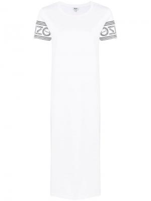 Платье футболочного кроя с логотипом на рукавах Kenzo. Цвет: белый