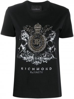 Декорированная футболка John Richmond. Цвет: черный