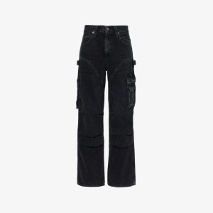 Широкие джинсы Nera с низкой посадкой и карманами-карго Agolde, черный AGOLDE