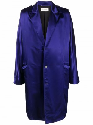 Однобортное пальто Saint Laurent. Цвет: синий
