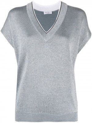 Жилет с бисером Brunello Cucinelli. Цвет: синий