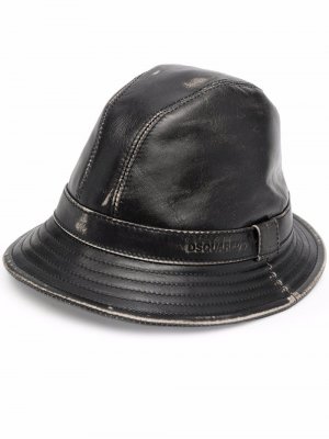 Кожаная шляпа с эффектом потертости Dsquared2. Цвет: черный