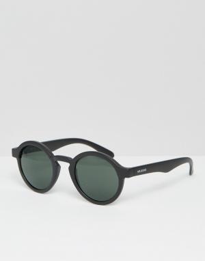 Круглые солнцезащитные очки в черной матовой оправе с классическими ст Mr Boho. Цвет: черный