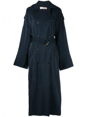 Двубортное длинное пальто Nina Ricci. Цвет: синий