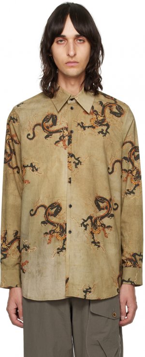 Светло-коричневая рубашка с вкладками , цвет Tan/Black Uma Wang