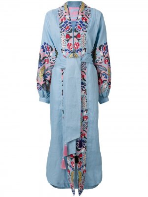 Платье с запахом и вышивкой Harvest Yuliya Magdych. Цвет: синий