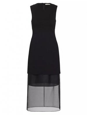 Многослойное платье миди из органзы, черный Jason Wu Collection