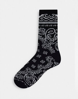 Черные носки с узором пейсли -Черный цвет Topman