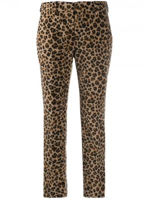Укороченные брюки с леопардовым принтом Pt01. Цвет: черный