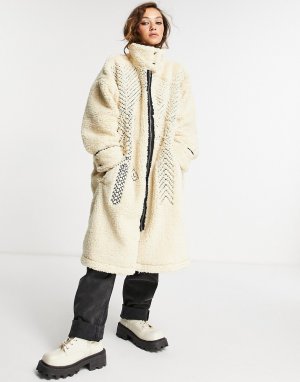 Кремовое пальто из искусственного меха с украшениями Avery-Белый Free People