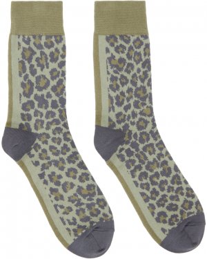 Носки цвета хаки с леопардовым принтом sacai