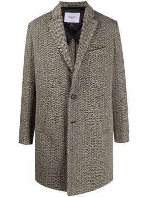 Однобортное пальто с узором в елочку Paltò. Цвет: бежевый