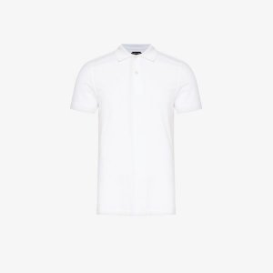 Рубашка-поло из хлопка с вышивкой теннисного бренда , экрю Tom Ford