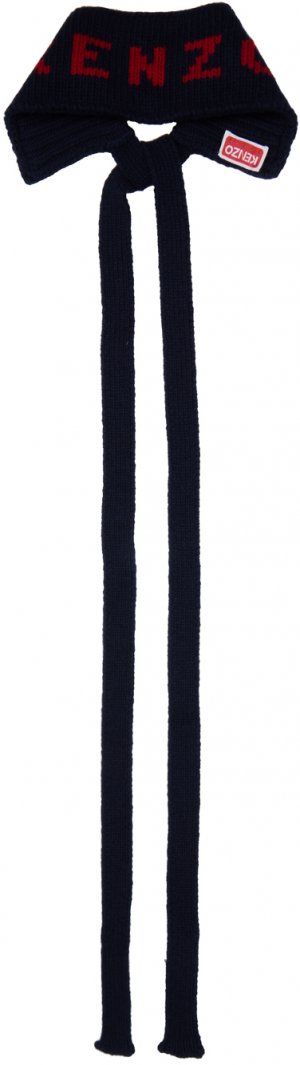 Темно-синий шарф с печатью Paris Kenzo