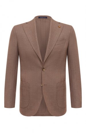 Шерстяной пиджак Sartoria Latorre. Цвет: коричневый