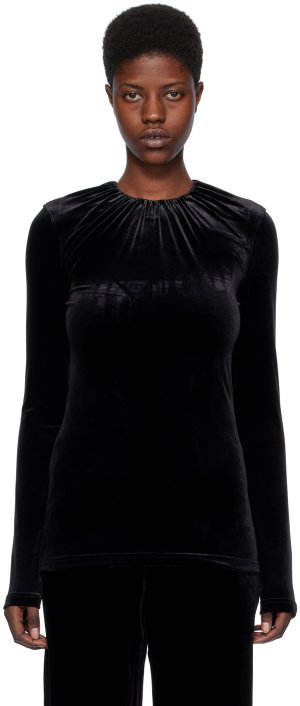 Черная футболка с длинным рукавом со сборками Toteme Totême