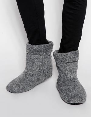 Серые меланжевые тапочки-ботинки ASOS. Цвет: серый