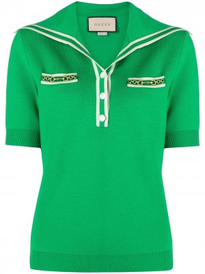 Рубашка поло с широким воротником Gucci. Цвет: зеленый