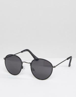 Черные круглые солнцезащитные очки River Island. Цвет: черный