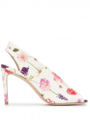 Туфли-лодочки с цветочным принтом Luisa Beccaria. Цвет: белый