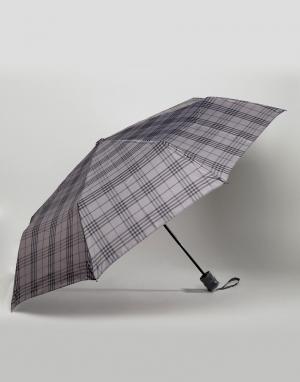 Серый зонт в клетку Peter Werth. Цвет: серый