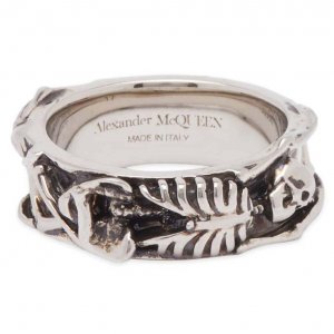Кольцо Alexander Mcqueen Dancing Skeleton Ring, черный/серебристый