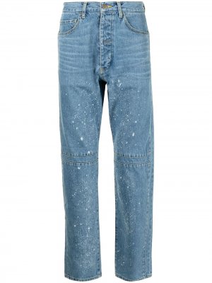 Прямые джинсы с эффектом потертости Facetasm. Цвет: синий