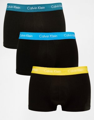 3 пары черных боксеров-брифов с заниженной талией Calvin Klein