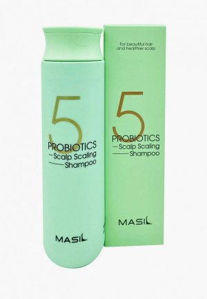 Шампунь Masil 5 Probiotics Scalp Scaling Shampoo Глубокоочищающий с пробиотиками, 300 мл. Цвет: зеленый