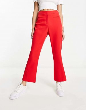 Красные укороченные расклешенные брюки Miss Selfridge. Цвет: красный