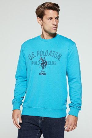 Классический свитшот синего цвета с графикой , синий U.S. Polo Assn