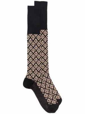 Носки с орнаментом Greca Versace. Цвет: черный