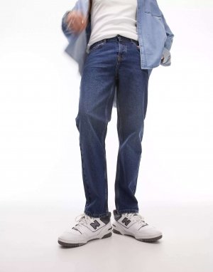 Жесткие зауженные джинсы классического темного цвета Topman