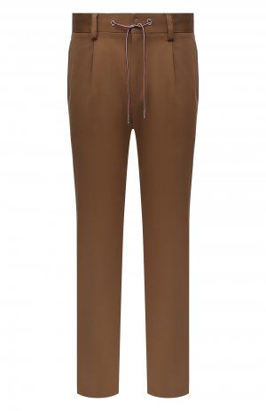 Хлопковые брюки Moncler. Цвет: коричневый
