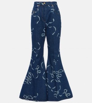 Расклешенные джинсы с принтом, синий Nina Ricci