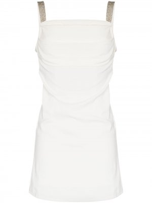 Платье мини Mojio Diamante с драпировкой De La Vali. Цвет: белый