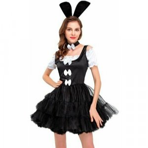 Женский карнавальный костюм черного кролика Hal-01 sweetie. Цвет: черный/белый