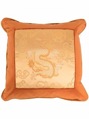 Бархатная подушка с вышивкой ETRO HOME. Цвет: оранжевый